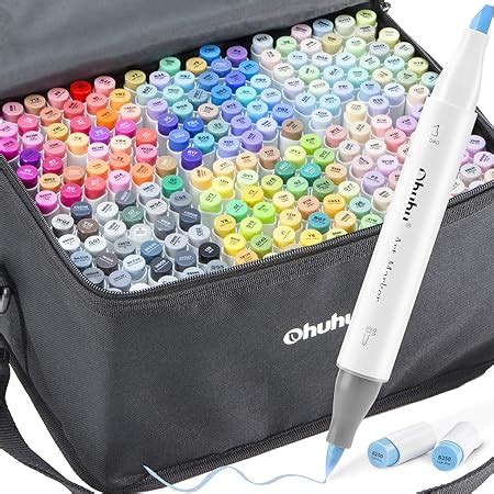 Ohuhu Alcohol Art Markers Set, 216-color Double Tipped Brush & Chisel Sketch Marker, Alcohol ...