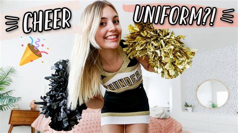 TRYING ON MY HIGH SCHOOL CHEER UNIFORM 5 YEARS LATER... - YouTube