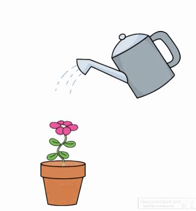 Plants Animated Clipart: growing-flower-water-can-2-animated