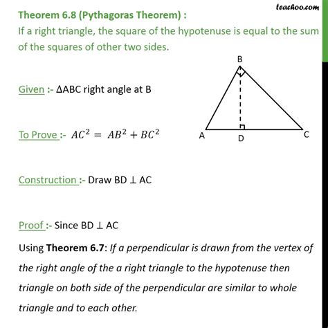 Theorem 6.8 (Pythagoras Theorem) - Class 10 Chapter 6 Triangles - Theo