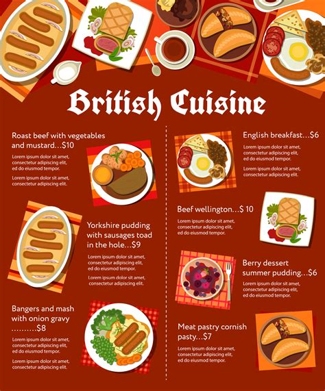 British cuisine restaurant meals menu vector page 11151800 Vector Art at Vecteezy