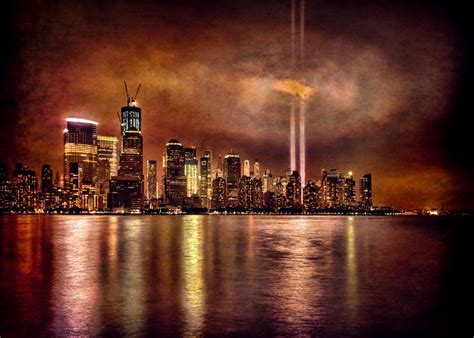 'September 11th Memorial Lights, Downtown Manhattan' Poster by Chris ...