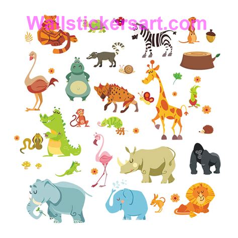 Jungle Animals Wall Stickers for Kids Rooms Safari Nursery Rooms Baby Home Decor Poster Monkey ...