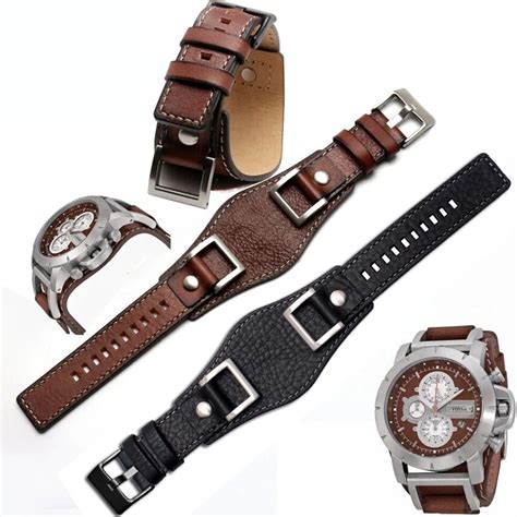 Fossil JR1157 Correa de reloj de cuero genuino para hombre, pulsera ...