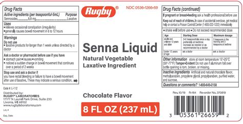 Senna Liquid: Details from the FDA, via OTCLabels.com