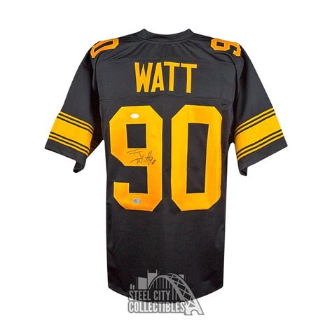 TJ Watt Autographed Pittsburgh Color Rush Custom Football Jersey - JSA & Watt COA | Steel City ...