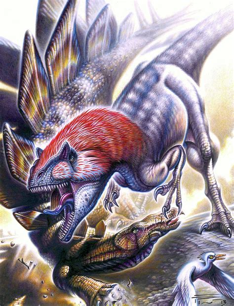 Allosaurus Vs. Stegosaurus Painting by Fabio Pastori