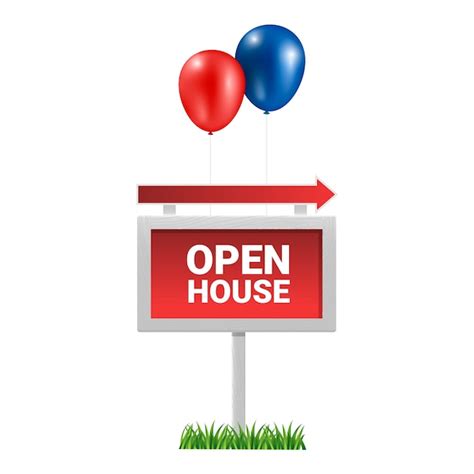 Open house sign with balloons | Free Vector