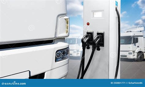 Electric Truck with Charging Station Stock Image - Image of fleet, business: 250801771