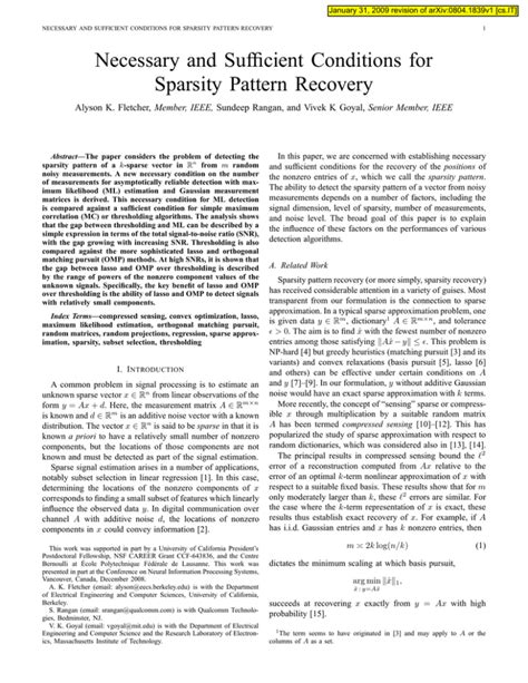 Necessary and Sufficient Conditions for Sparsity Pattern