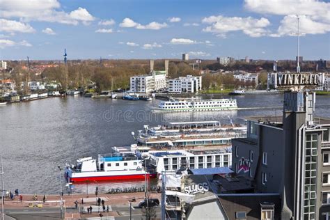 River IJ Amsterdam ferry editorial stock photo. Image of windows - 63325623