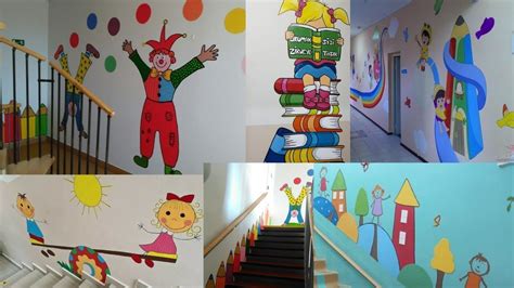 Stairs decoration ideas for preschool/Corridor & Stairs decoration design/School stairs ...