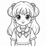 How To Draw A Anime Girl With Long Hair sketch template