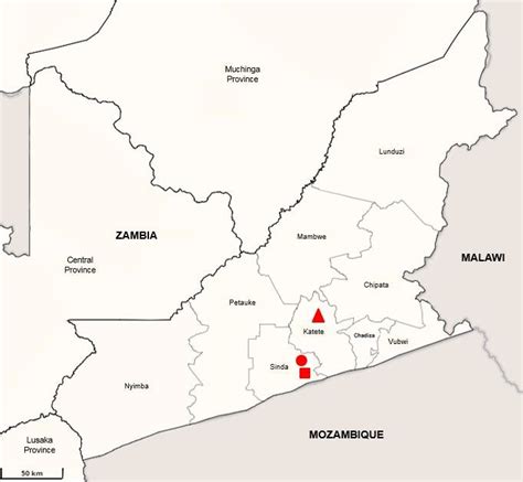 Map of the Eastern Province of Zambia showing the location of the study... | Download Scientific ...