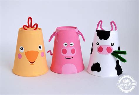 Foam Cup Crafts - Farm Themed set of 3