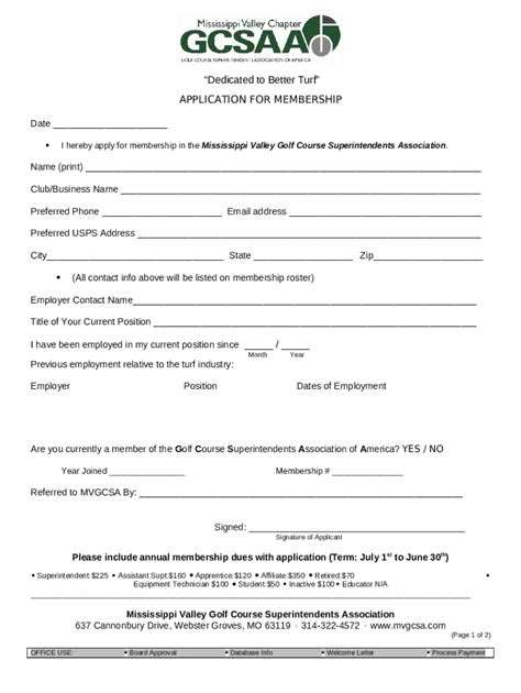 Membership Application - Pajaro Valley Golf Club Doc Template Doc ...