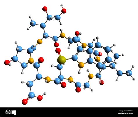 3D image of skeletal formula - molecular chemical structure of cyclic peptide amatoxin isolated ...