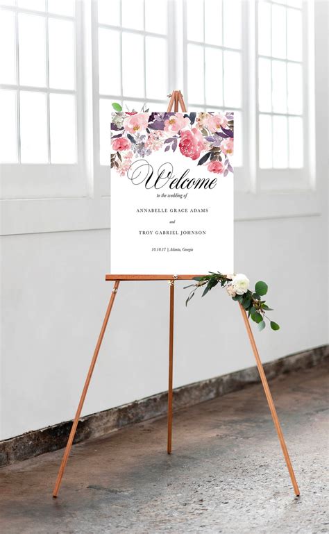 Wedding Welcome Sign Floral Wedding Welcome Sign Wedding - Etsy