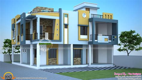 Modern duplex house in India - Kerala home design and floor plans