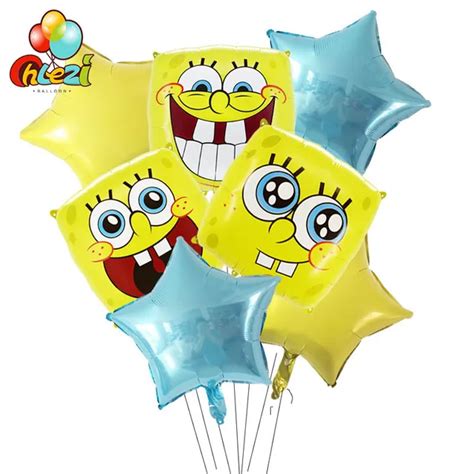 7 pcs Spongebob squarepants Foil balloon 18inch Star helium balloon ...