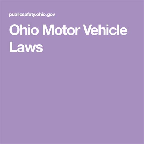 Ohio Motor Vehicle Laws | Motor car, Ohio, Vehicles