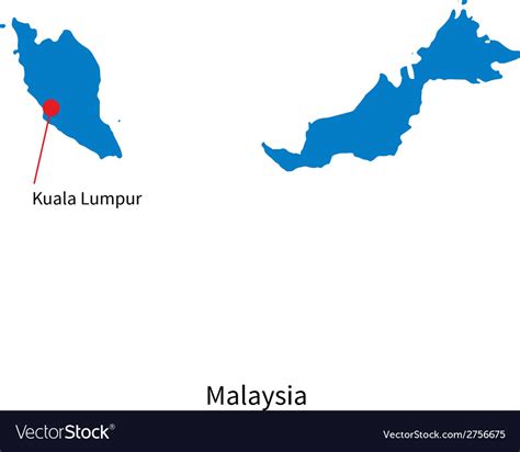 Detailed map of malaysia and capital city kuala Vector Image