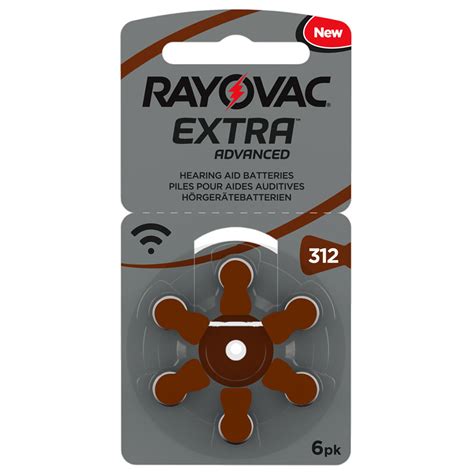 Rayovac Extra Size 312 | Brown | Hearing Aid Batteries | 6 Pack