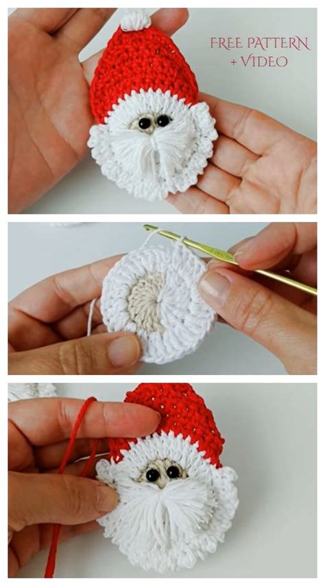 Christmas Santa Face Applique Free Crochet Patterns | Crochet christmas ...