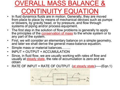 overall mass balance & continuity equation