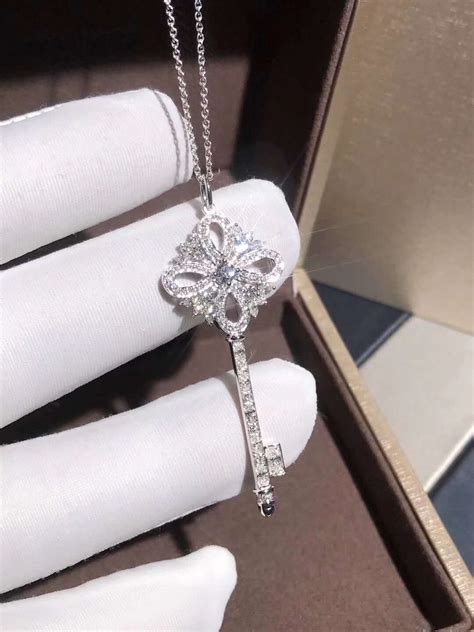 Tiffany Victoria Style Key Pendant Platinum with diamonds | Top quality ...