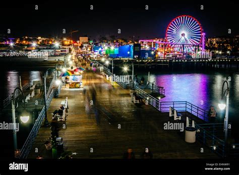 The Santa Monica Pier at night, in Santa Monica, California Stock Photo - Alamy