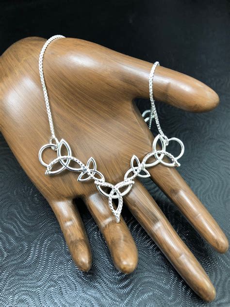 Celtic Knot Necklace in Sterling Silver, Irish Trinity Symbols Necklace ...