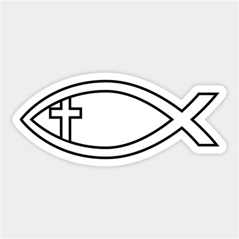 Ichthus with Cross Christian Fish Symbol - Ichthys - Sticker | TeePublic