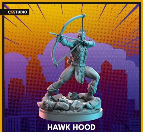 Hawk Hood 40mm Scale Miniature Dnd Mini Superhero - Etsy