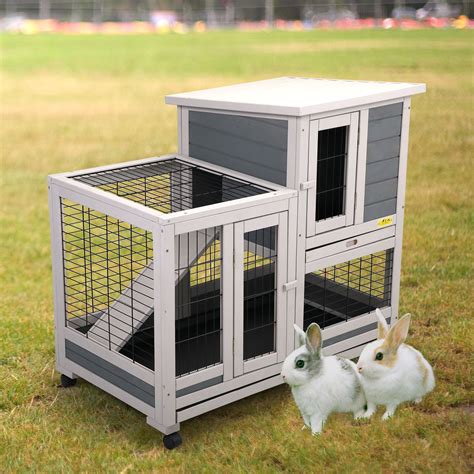 Coziwow Rabbit Hutch Outdoor Wooden Pet Bunny House Wooden Cage with ...