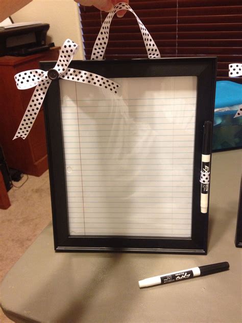 Took the picture frame dry erase board idea seen on Pinterest and added ...