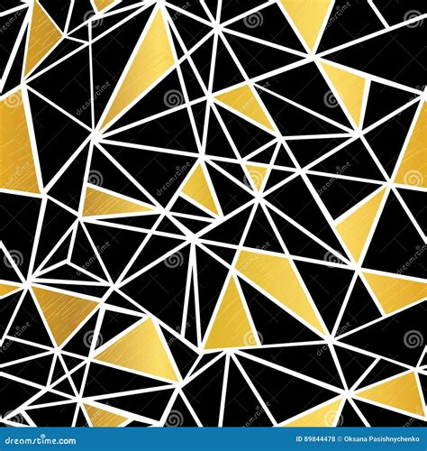 Vector Black, White, and Gold Foil Geometric Mosaic Triangles Repeat ...