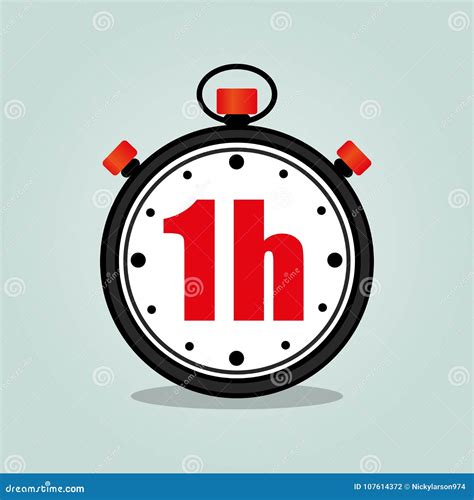 One hour stopwatch stock vector. Illustration of flat - 107614372