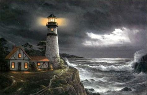 A Lighthouse by the Sea in the Evening | Lighthouse Paintings | Pinterest | Oil paintings, Horse ...