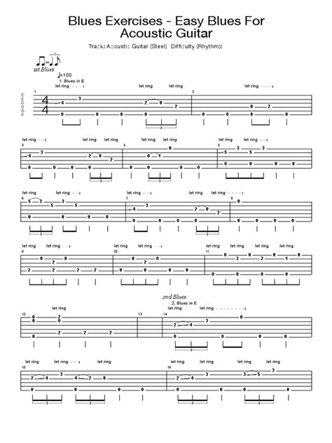 Easy Blues For Acoustic Guitar Tab by Blues Exercises - Songsterr Tabs ...