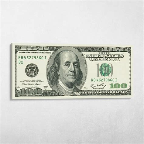 Original Ben Franklin Green $100 Dollar Bill Money Wall Art