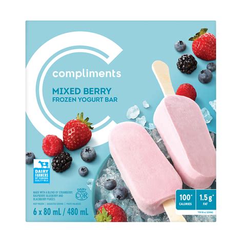 Frozen Yogurt Bars Mixed Berry 6 x 80 ml | Compliments.ca