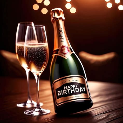 Premium AI Image | Champagne bottle with the words Happy Birthday on ...