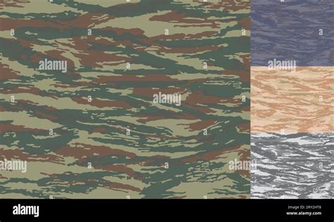 Woodland greek lizard camouflage. Seamless pattern. Navy, desert and urban variants. For ...