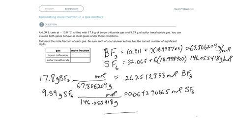 Aleks Calculating mole fraction in a gas mixture - YouTube