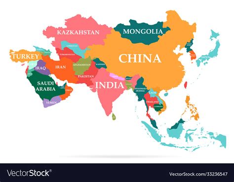 Asia Continent Map With Countries - Winni Karilynn