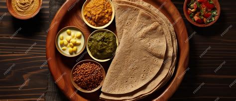 Premium Photo | Alluring Ethiopian Cuisine Flat Lay with Injera and Stews