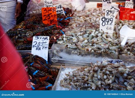 Chinese seafood market stock photo. Image of america - 108744864