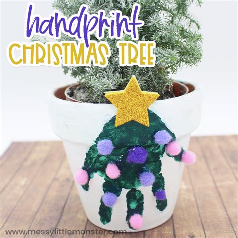 Handprint Christmas Tree - Messy Little Monster