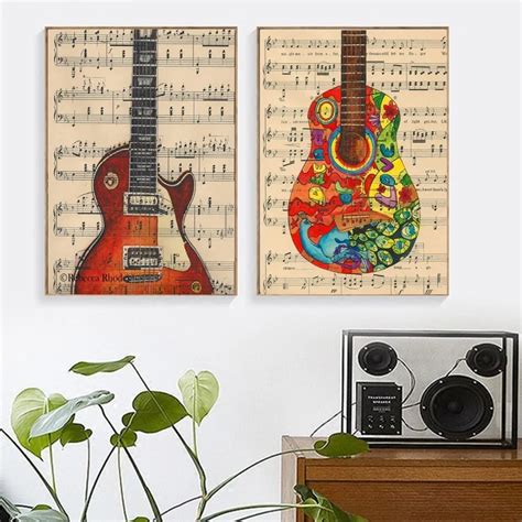 Vintage Sheet Guitar Wall Art - Artistic Pod